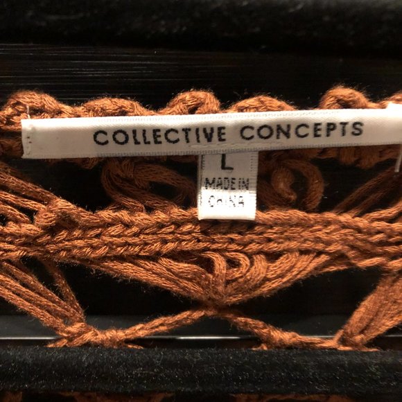 Collective Concepts open knit top in Burnt Orange Size L - Picture 2 of 7
